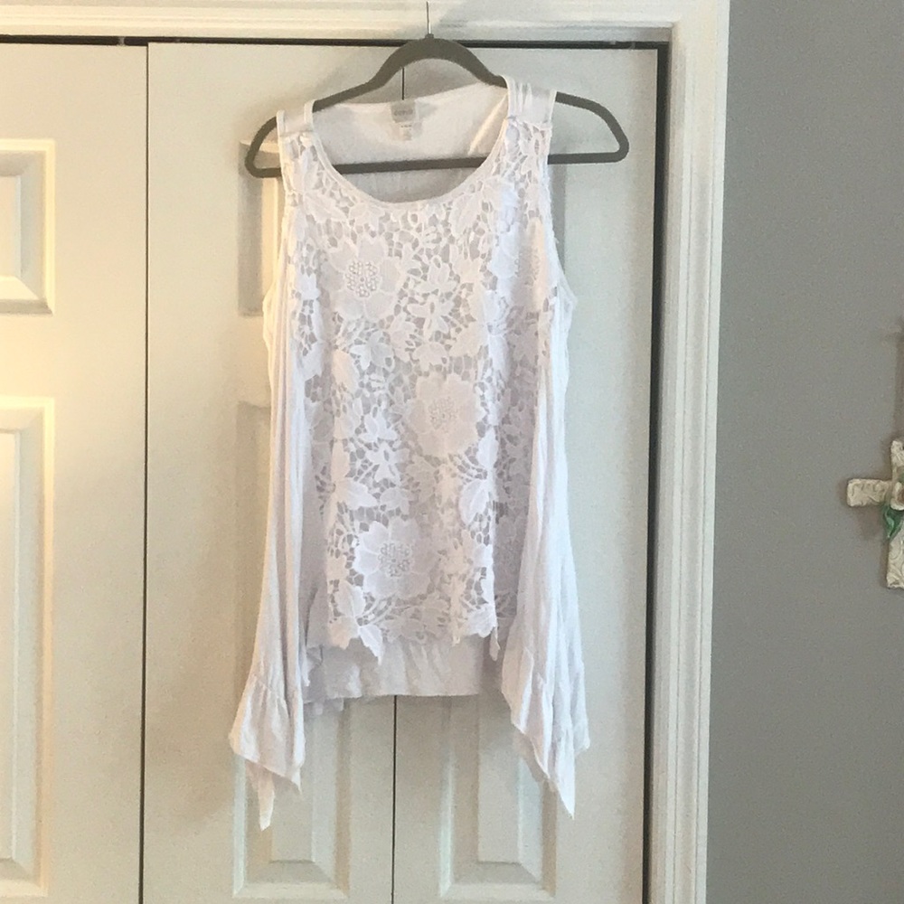 White sleeveless top